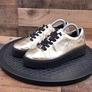 MICHAEL KORS TREVOR LACE UP WOMENS CASUAL SHOES GOLD PATENT LEATHER SIZE 8M